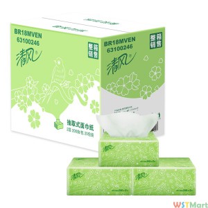 清风抽纸柔韧2层200抽